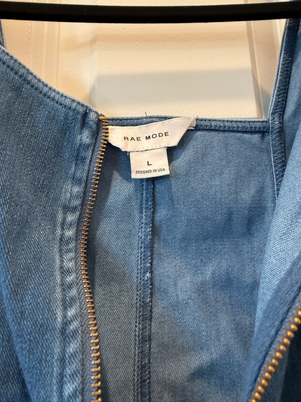 Blue Denim Zip-Front Short Romper - Picture 4 of 4
